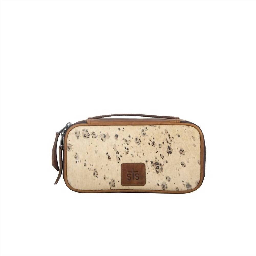 NEW STS RANCHWEAR women's serengeti ada makeup kit in cream cowhide/leopard prin